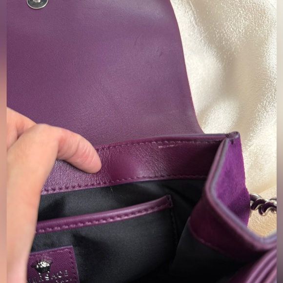 Versace La Medusa Sultan Purple Suede Crystal Embellished Chain Shoulder Bag - Picture 12 of 17